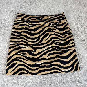 Talbots Women's Size 8 Zebra Animal Print Cotton A Line Mini NEW Skirt Mobwive